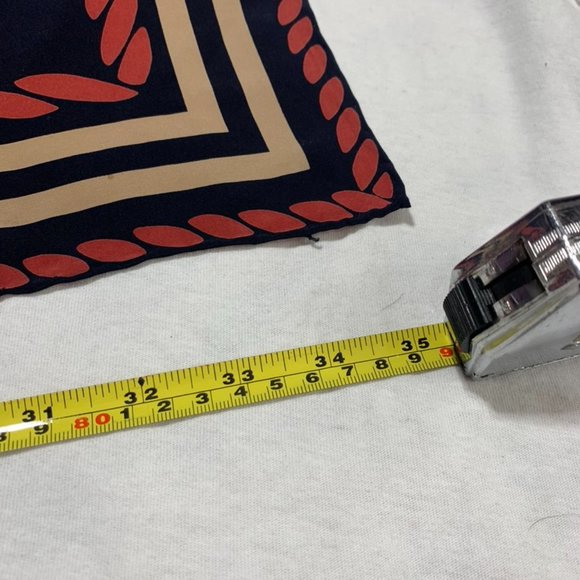 RODIER 100% SILK SCARF—navy, cream, rose, Vintage in great shape - Picture 3 of 4